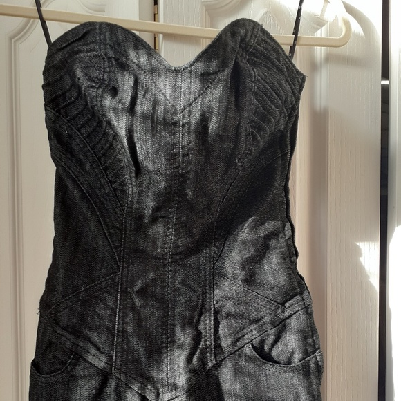 Strapless Sweetheart Neckline Denim Jumpsuit - Picture 3 of 13